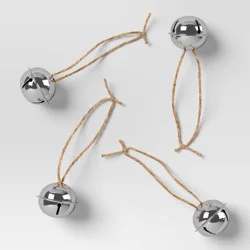 4ct Christmas Jingle Bell Christmas Ornament Set Shinny Silver - Wondershop™