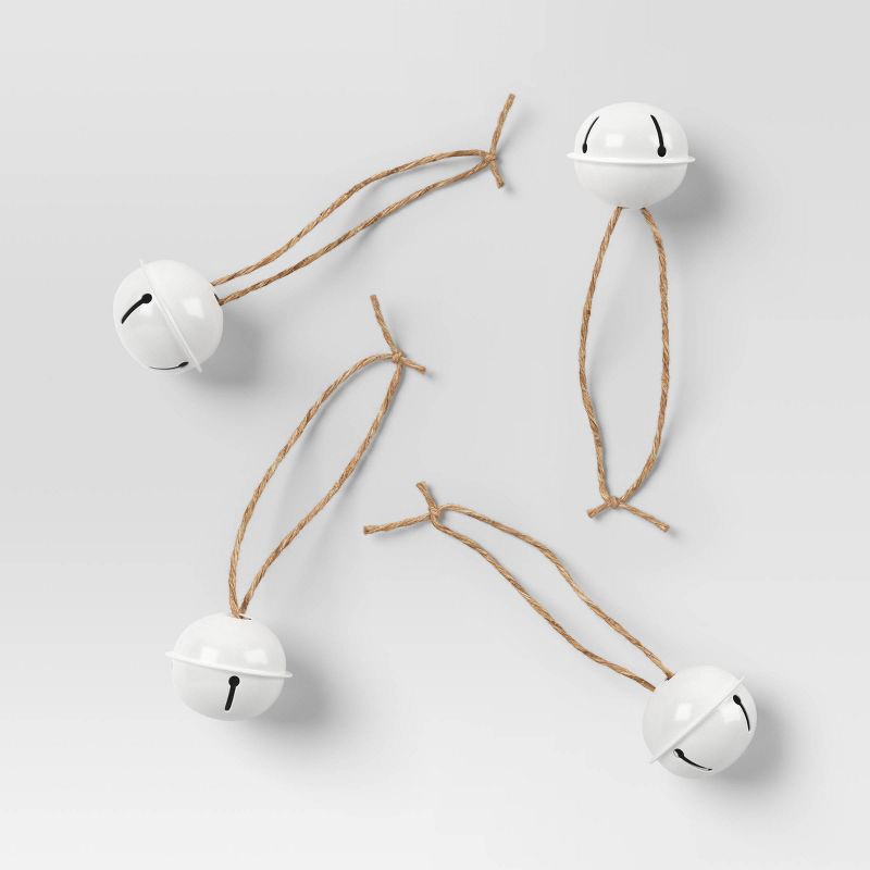 slide 1 of 3, 4ct Christmas Jingle Bell Christmas Ornament Set White - Wondershop™, 4 ct