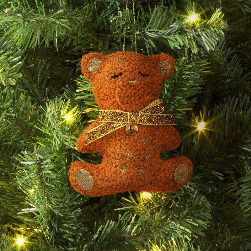 slide 2 of 3, 5" Christmas Fabric Teddy Faux Shearling Ornament - Wondershop™, 1 ct