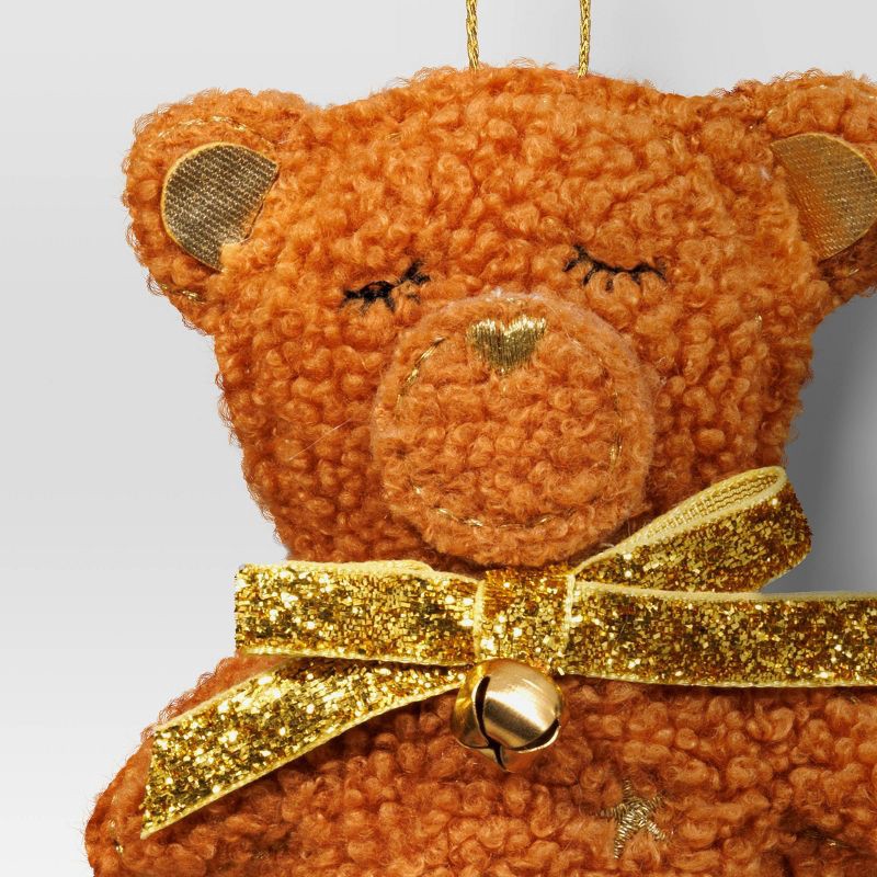 slide 3 of 3, 5" Christmas Fabric Teddy Faux Shearling Ornament - Wondershop™, 1 ct