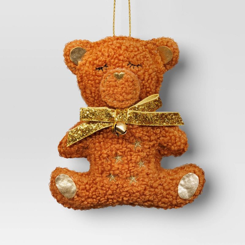 slide 1 of 3, 5" Christmas Fabric Teddy Faux Shearling Ornament - Wondershop™, 1 ct