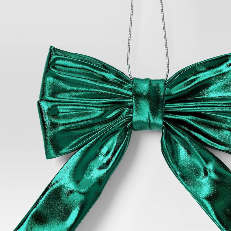 slide 3 of 3, 6.75" Christmas Metallic Bow Ornament Green - Wondershop™, 1 ct