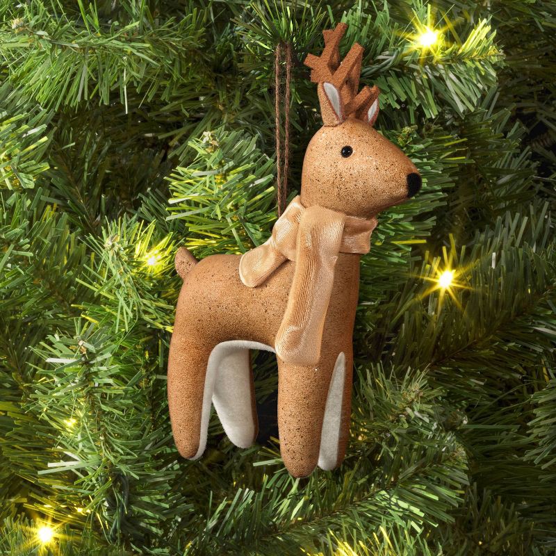 slide 2 of 3, Christmas Fabric Deer Ornament Brown - Wondershop™, 1 ct