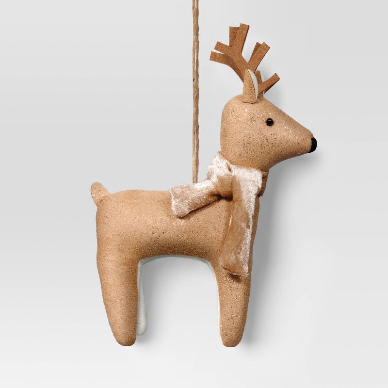 slide 1 of 3, Christmas Fabric Deer Ornament Brown - Wondershop™, 1 ct