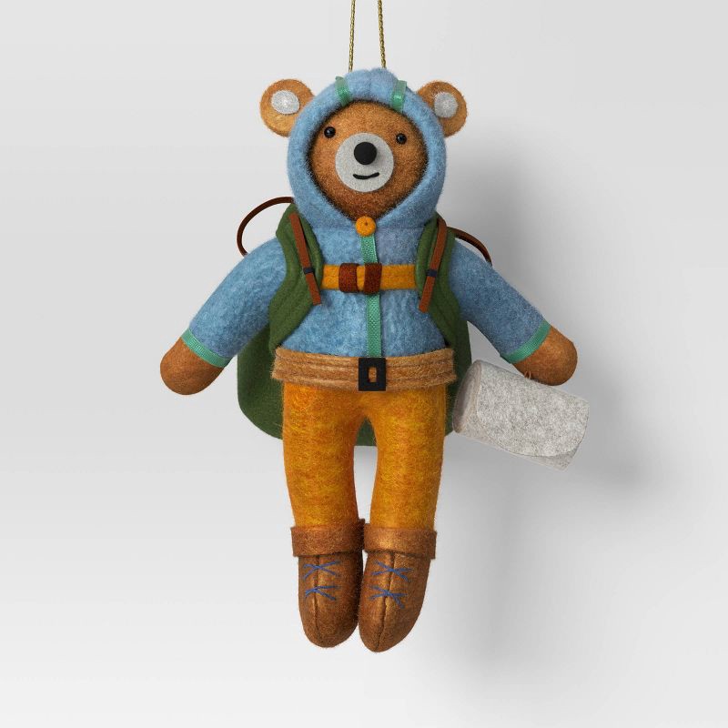 slide 1 of 3, Christmas Fabric Camping Bear Ornament - Wondershop™, 1 ct