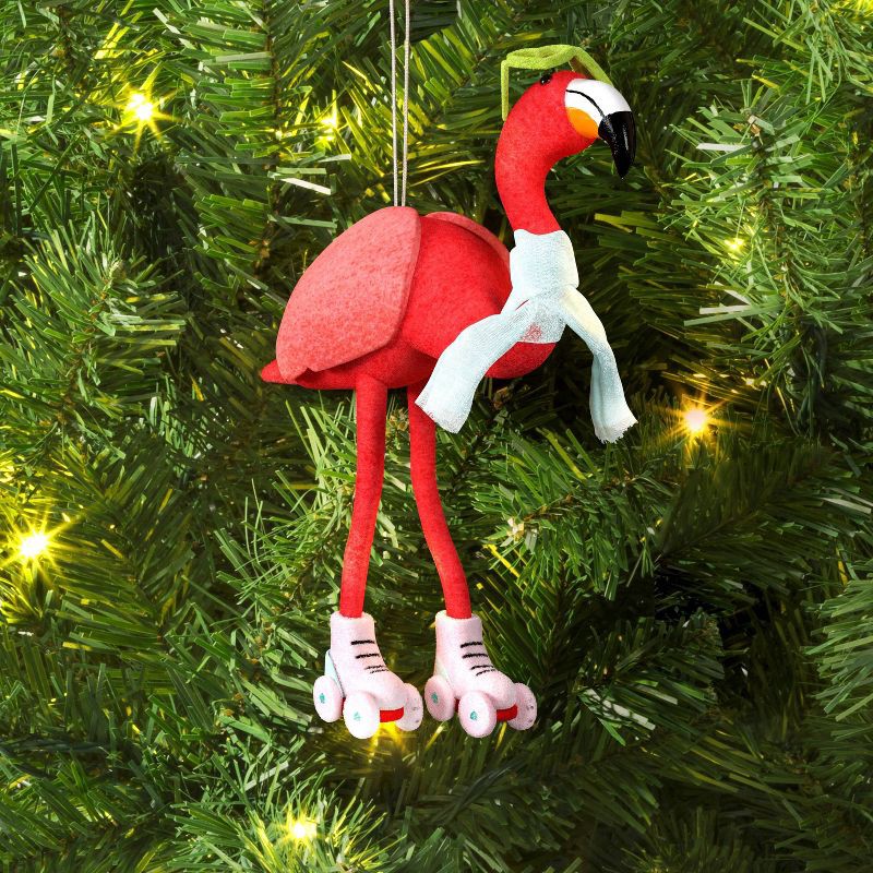 slide 2 of 3, Christmas Felted Wool Flamingo with Skate Ornament - Wondershop™, 1 ct