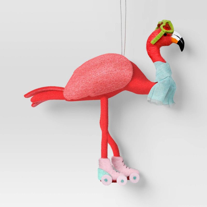 slide 1 of 3, Christmas Felted Wool Flamingo with Skate Ornament - Wondershop™, 1 ct