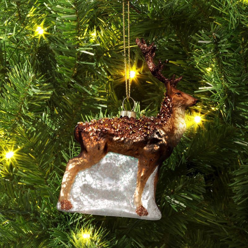 slide 2 of 3, Christmas Brown Glass Reindeer Ornament - Wondershop™, 1 ct