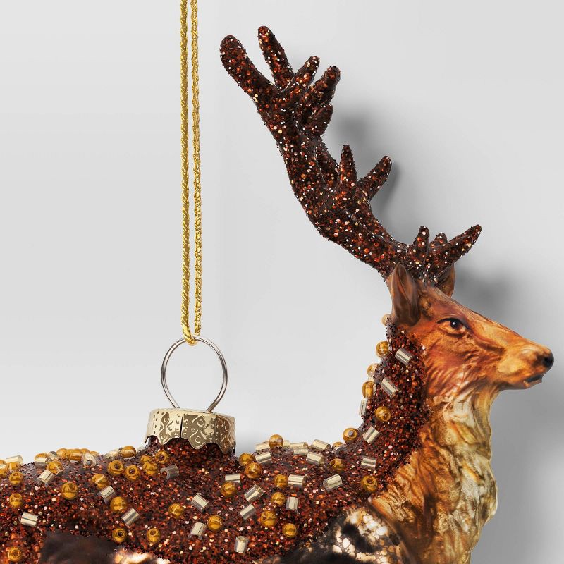 slide 3 of 3, Christmas Brown Glass Reindeer Ornament - Wondershop™, 1 ct