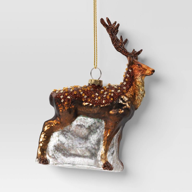 slide 1 of 3, Christmas Brown Glass Reindeer Ornament - Wondershop™, 1 ct