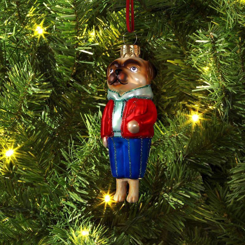 slide 2 of 3, Christmas Glass Pug Dog Ornament - Wondershop™, 1 ct