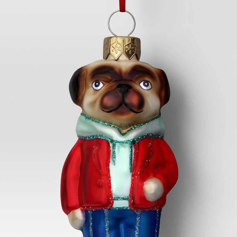slide 3 of 3, Christmas Glass Pug Dog Ornament - Wondershop™, 1 ct