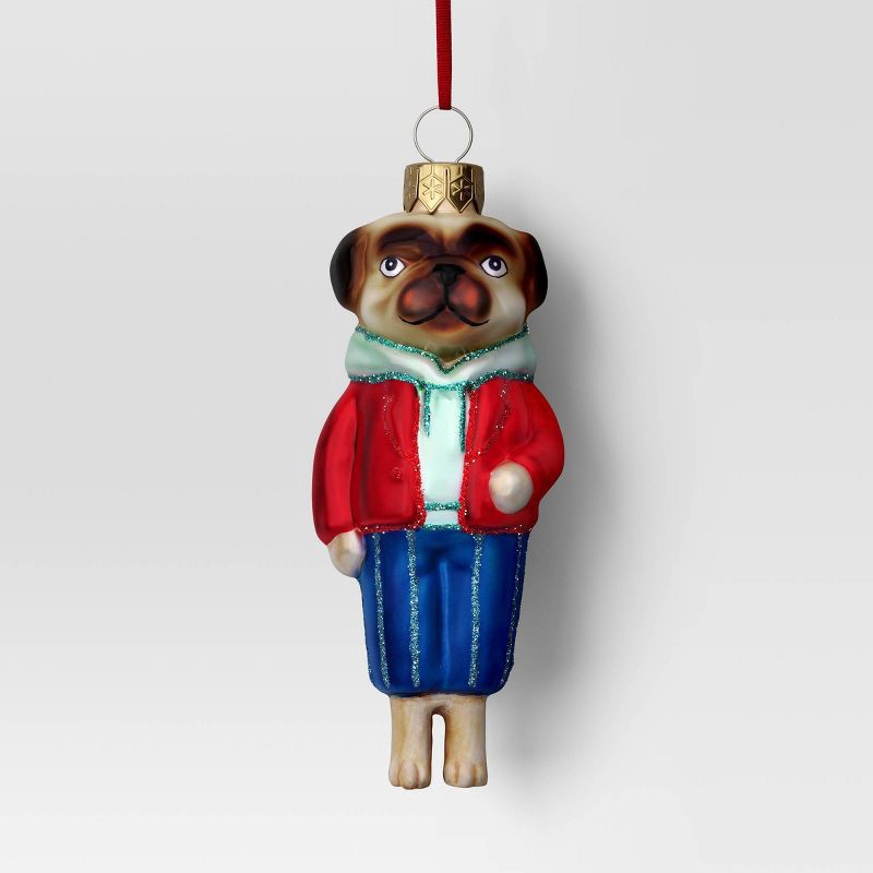 slide 1 of 3, Christmas Glass Pug Dog Ornament - Wondershop™, 1 ct