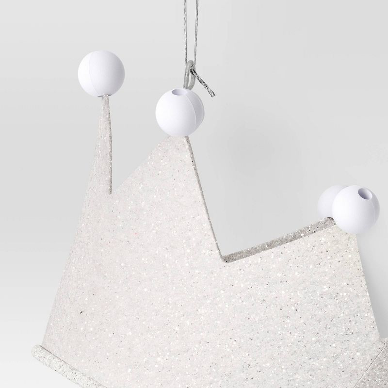 slide 3 of 3, Christmas Metal Glitter Crown Christmas Tree Ornament White - Wondershop™, 1 ct