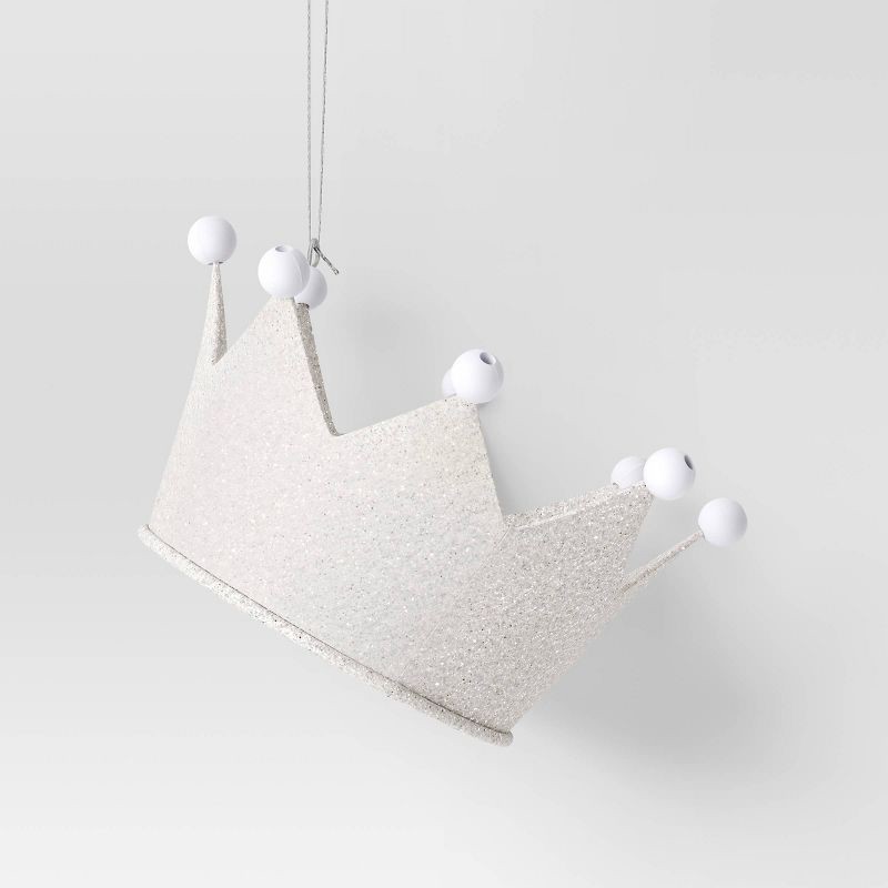 slide 1 of 3, Christmas Metal Glitter Crown Christmas Tree Ornament White - Wondershop™, 1 ct