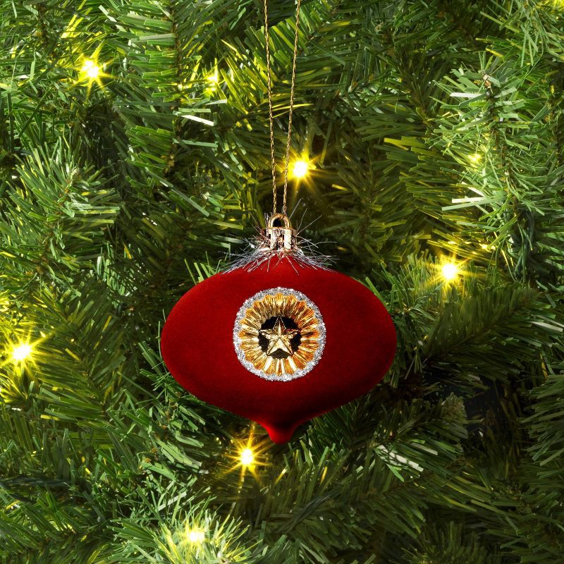 slide 2 of 3, Christmas Flocking Ornament with Reflector Red - Wondershop™, 1 ct