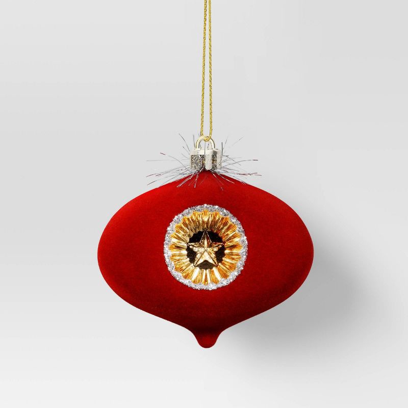 slide 1 of 3, Christmas Flocking Ornament with Reflector Red - Wondershop™, 1 ct