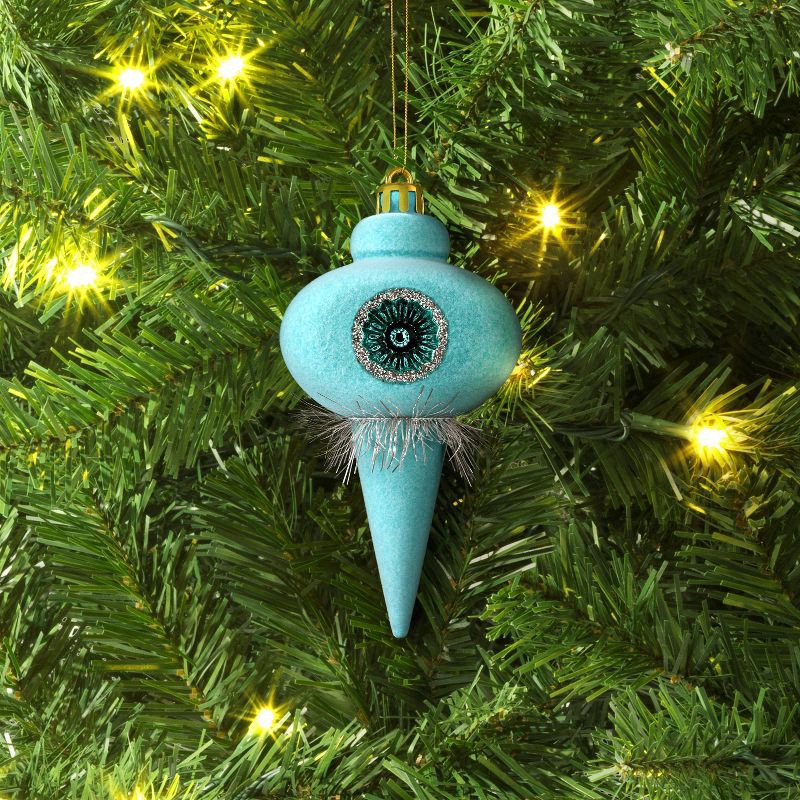 slide 2 of 3, Christmas Flocking Ornament with Reflector Aqua - Wondershop™, 1 ct