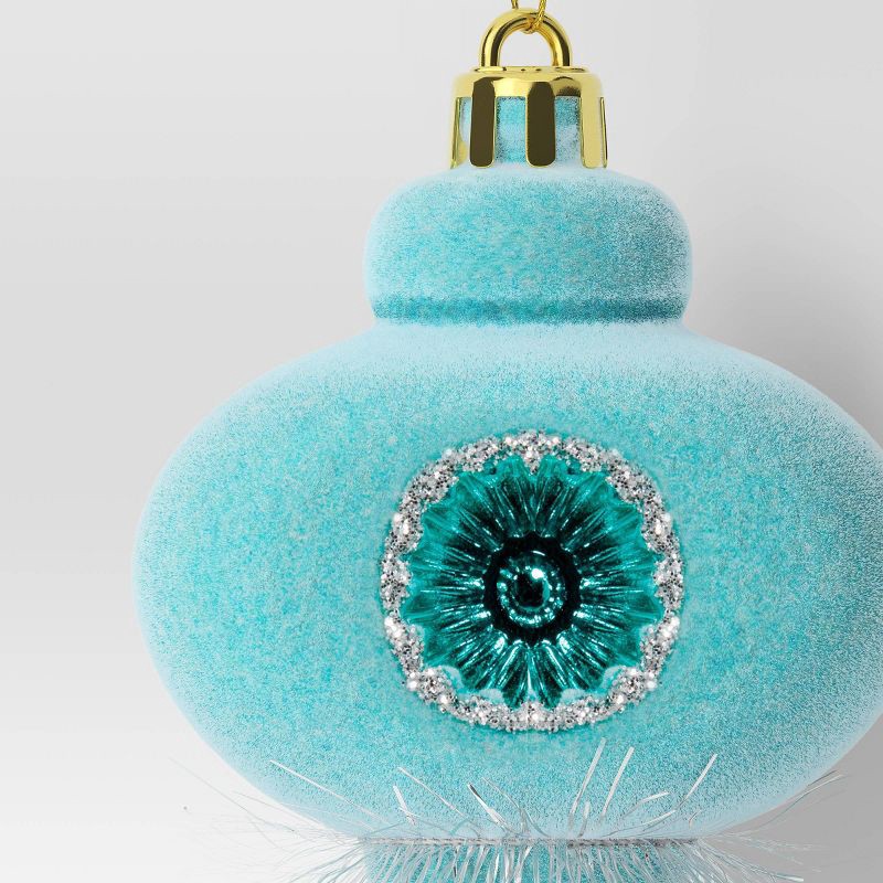slide 3 of 3, Christmas Flocking Ornament with Reflector Aqua - Wondershop™, 1 ct