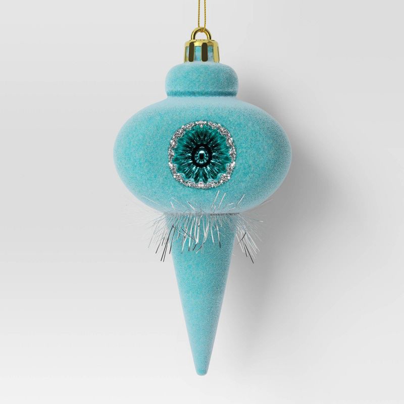 slide 1 of 3, Christmas Flocking Ornament with Reflector Aqua - Wondershop™, 1 ct
