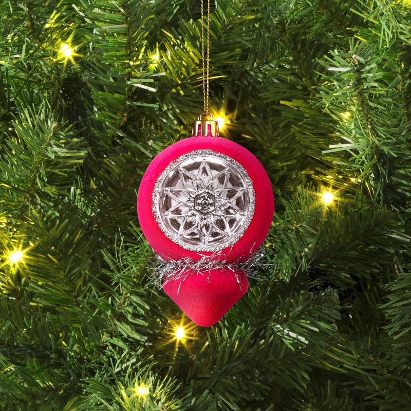 slide 2 of 3, Christmas Flocking Ornament with Reflector Hot Pink - Wondershop™, 1 ct