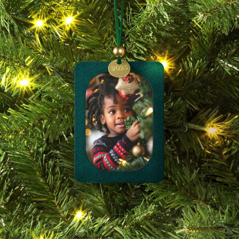 slide 2 of 3, Velvet 2025 Picture Frame Christmas Tree Ornament Dark Green - Wondershop™, 1 ct
