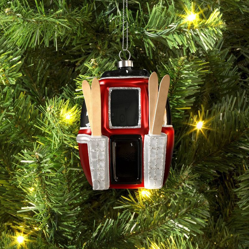 slide 2 of 3, 4" Christmas Glass Ski Gondola Ornament - Wondershop™, 1 ct