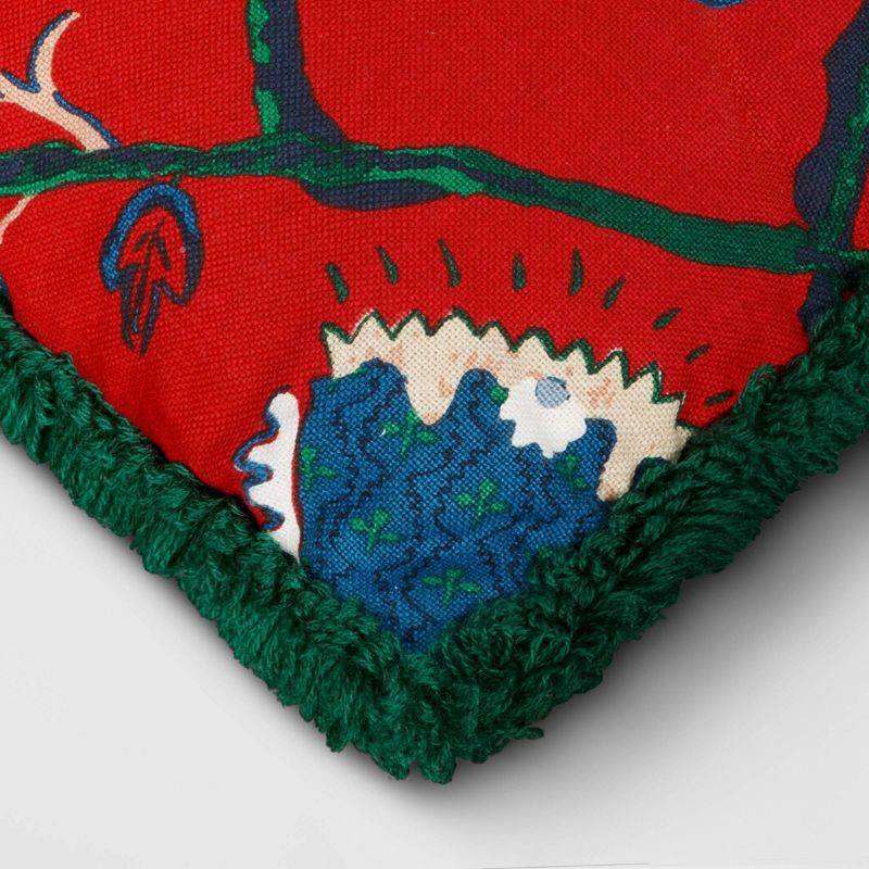 slide 5 of 5, Square Floral Throw Pillow Red - Threshold™, 1 ct