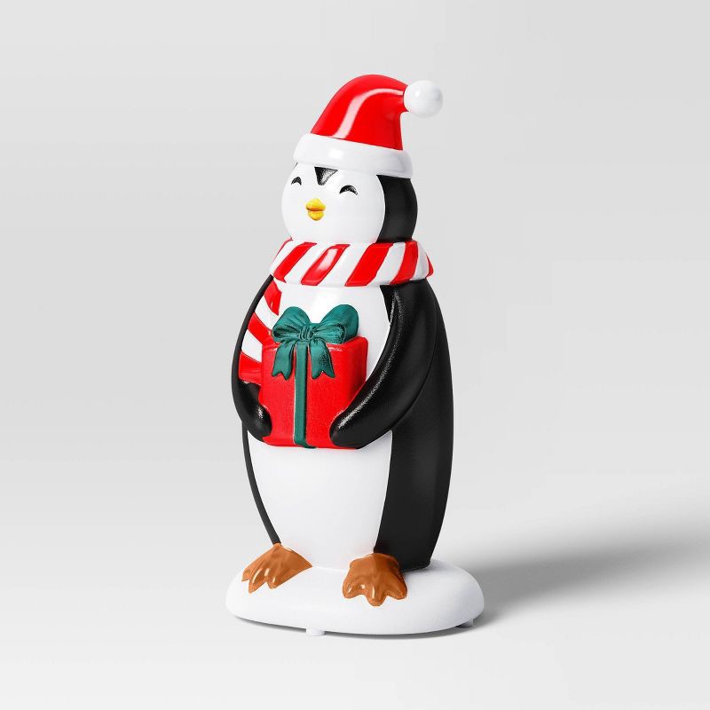 slide 3 of 3, Christmas Lit Blow Mold Penguin with Gift Box Decor - Wondershop™, 1 ct