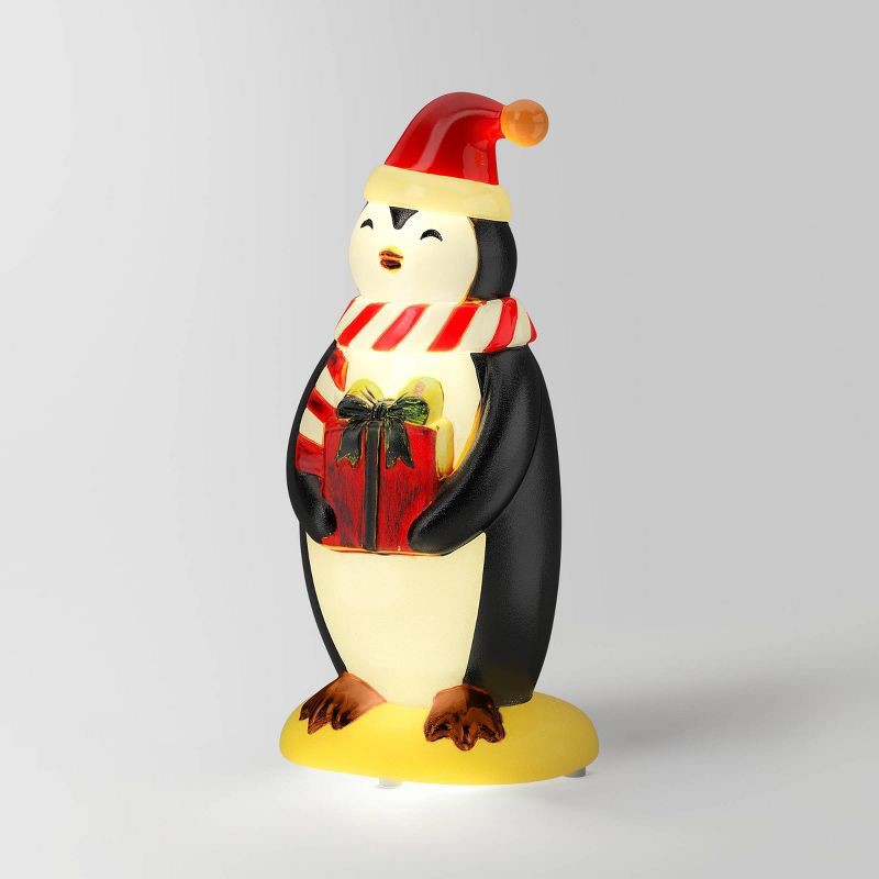 slide 1 of 3, Christmas Lit Blow Mold Penguin with Gift Box Decor - Wondershop™, 1 ct