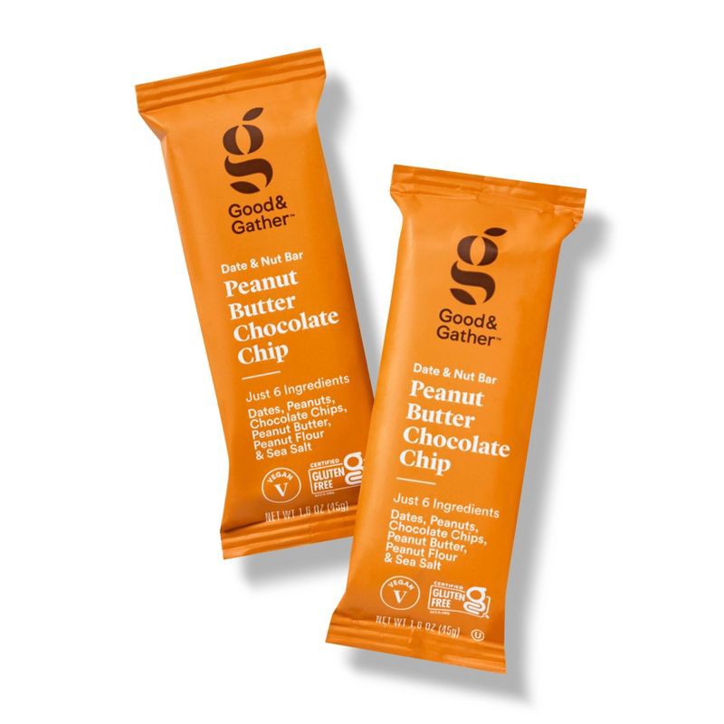 slide 3 of 4, Peanut Butter Chocolate Chip Date and Nut Bar - 7g Protein - 5ct - Good & Gather™, 7 gram, 5 ct