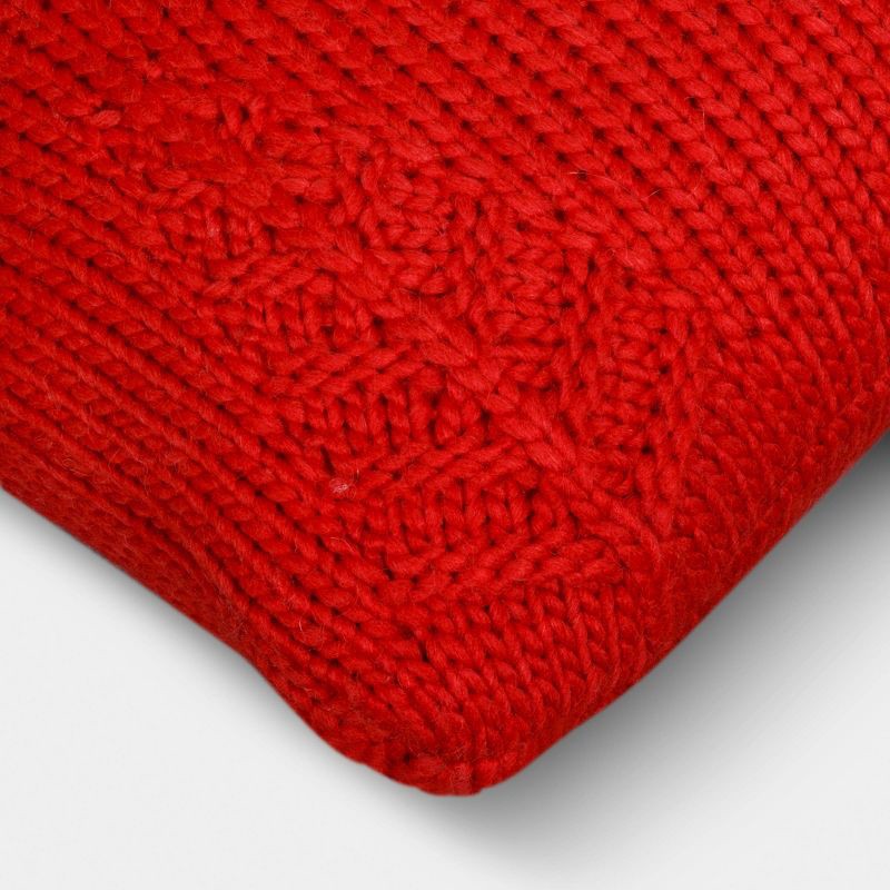 slide 5 of 5, Square Tree Knit Throw Pillow Red - Threshold™, 1 ct