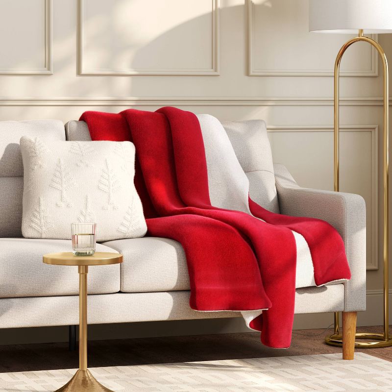 slide 2 of 4, Square Tree Knit Throw Pillow Ivory - Threshold™, 1 ct