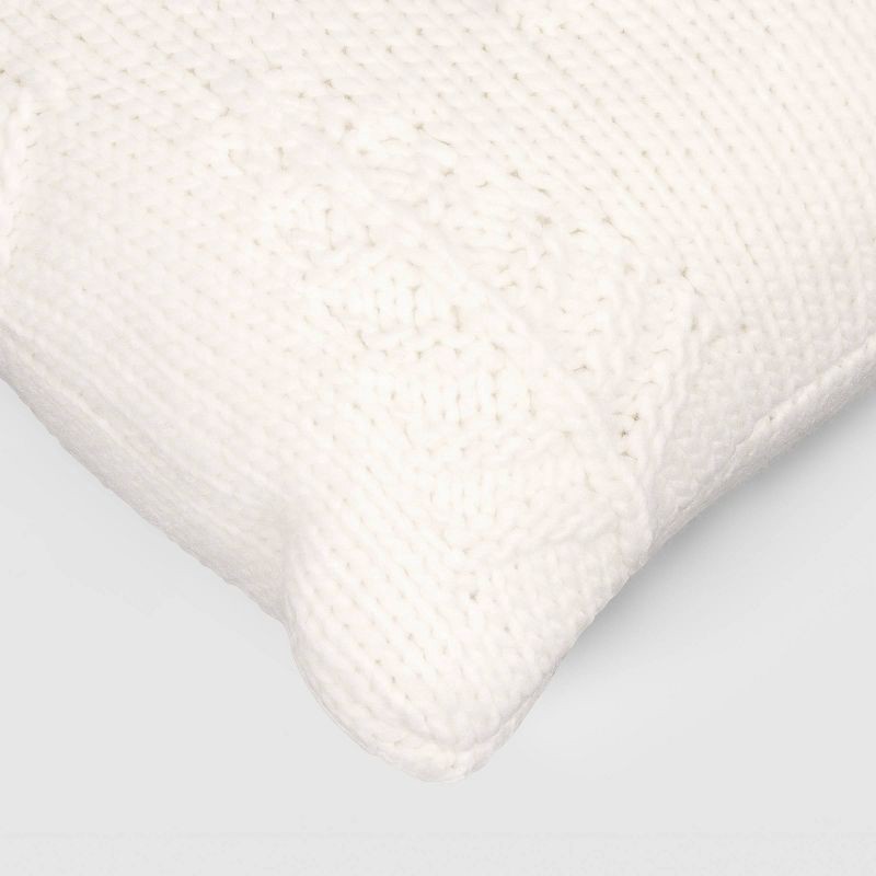 slide 4 of 4, Square Tree Knit Throw Pillow Ivory - Threshold™, 1 ct
