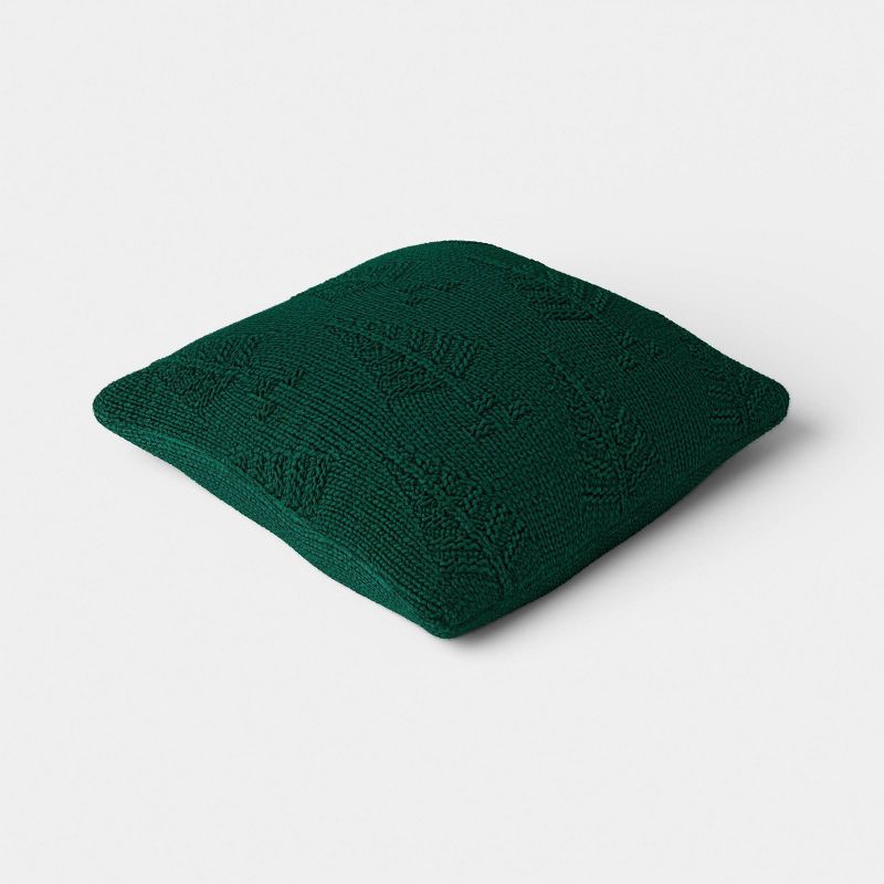 slide 4 of 5, Square Tree Knit Throw Pillow Green - Threshold™, 1 ct