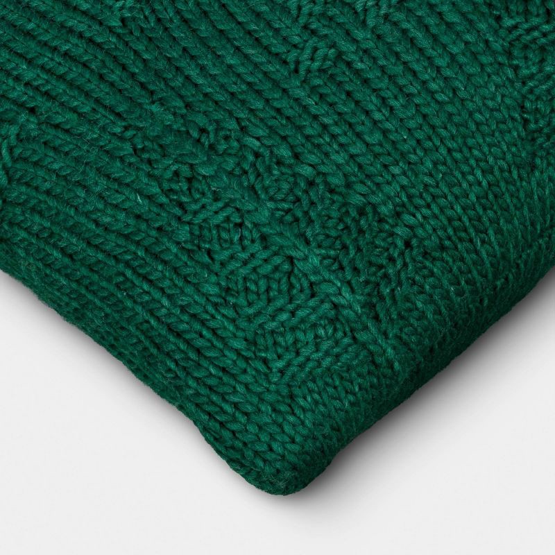 slide 5 of 5, Square Tree Knit Throw Pillow Green - Threshold™, 1 ct