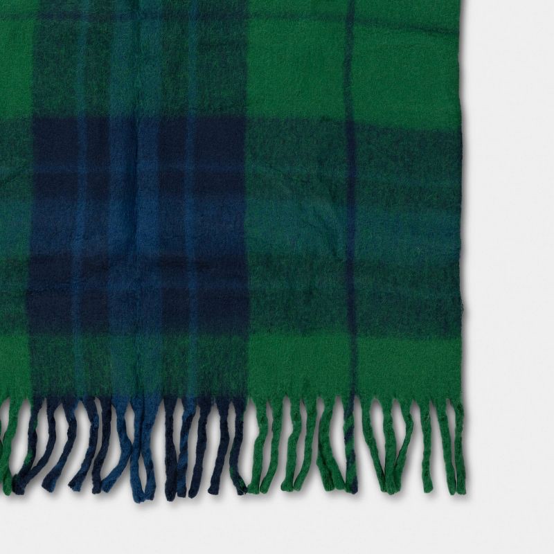 slide 4 of 5, Woven Plaid Throw Blanket Dark Green - Threshold™, 1 ct