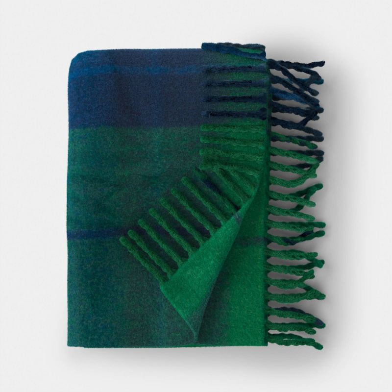 slide 1 of 5, Woven Plaid Throw Blanket Dark Green - Threshold™, 1 ct