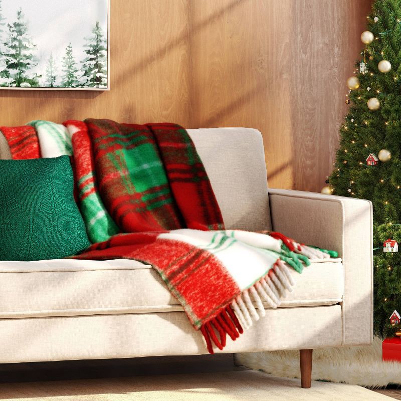 slide 2 of 5, Woven Plaid Throw Blanket Red - Threshold™, 1 ct