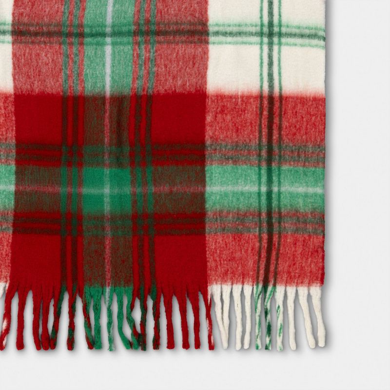 slide 4 of 5, Woven Plaid Throw Blanket Red - Threshold™, 1 ct
