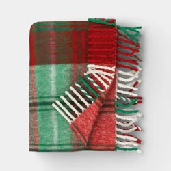 Woven Plaid Throw Blanket Red - Threshold™