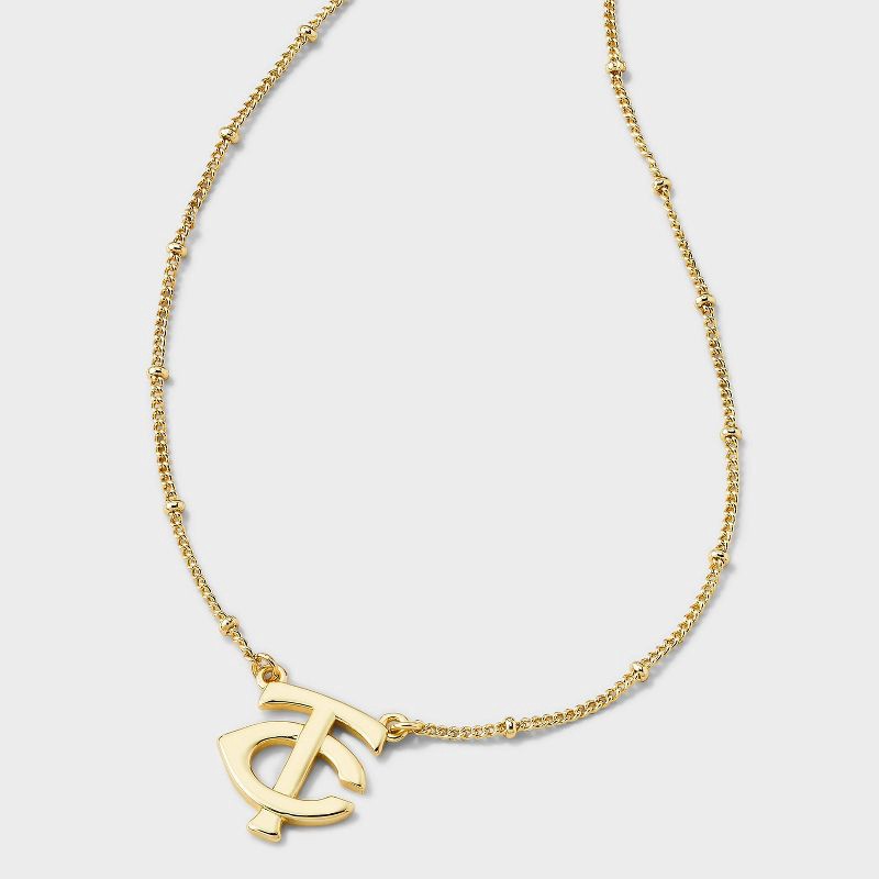 アクセサリー fwm logo gold necklace Bijoux Sport by Luv Aj MLB Logo Pendant Necklace - Minnesota Twins