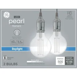 GE Household Lighting GE 2pk 60W LED G25 Pearl RLX Light Bulbs Daylight