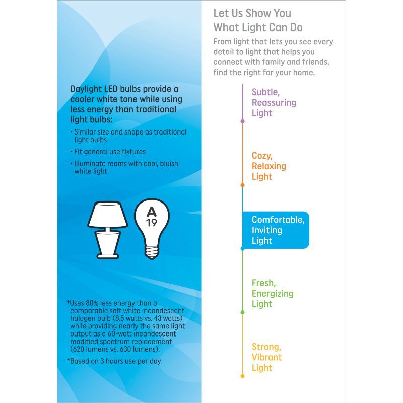 slide 3 of 3, GE Household Lighting GE 4pk 60W LED A19 Daylight Light Bulbs, 4 ct