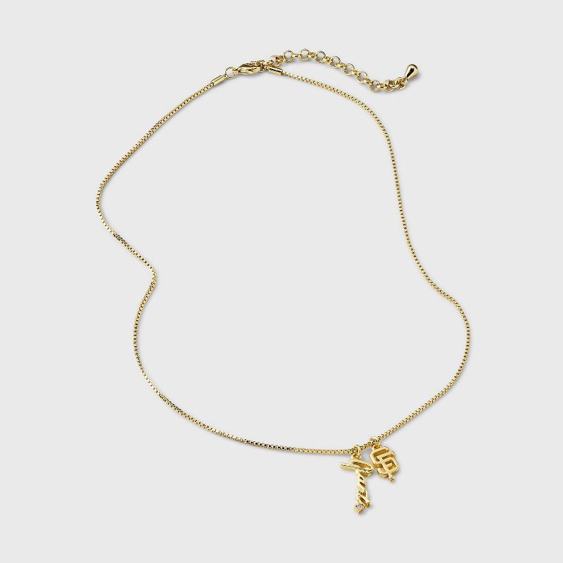 slide 3 of 4, Bijoux Sport by Luv Aj MLB Gold Cubic Zirconia Charm Necklace - San Francisco Giants: Brass Chain, Lobster Claw Clasp, 16" Length, 1 ct