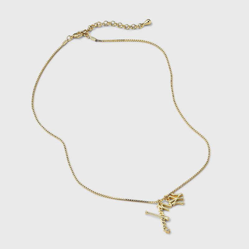 slide 3 of 4, Bijoux Sport by Luv Aj MLB Gold Cubic Zirconia Charm Necklace - New York Yankees: Brass Chain, 16" Length, 1 ct