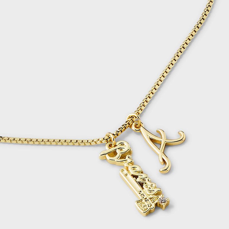 slide 4 of 4, Bijoux Sport by Luv Aj MLB Gold Cubic Zirconia Charm Necklace - Atlanta Braves: Brass Chain, Lobster Claw Clasp, 16" Length, 1 ct