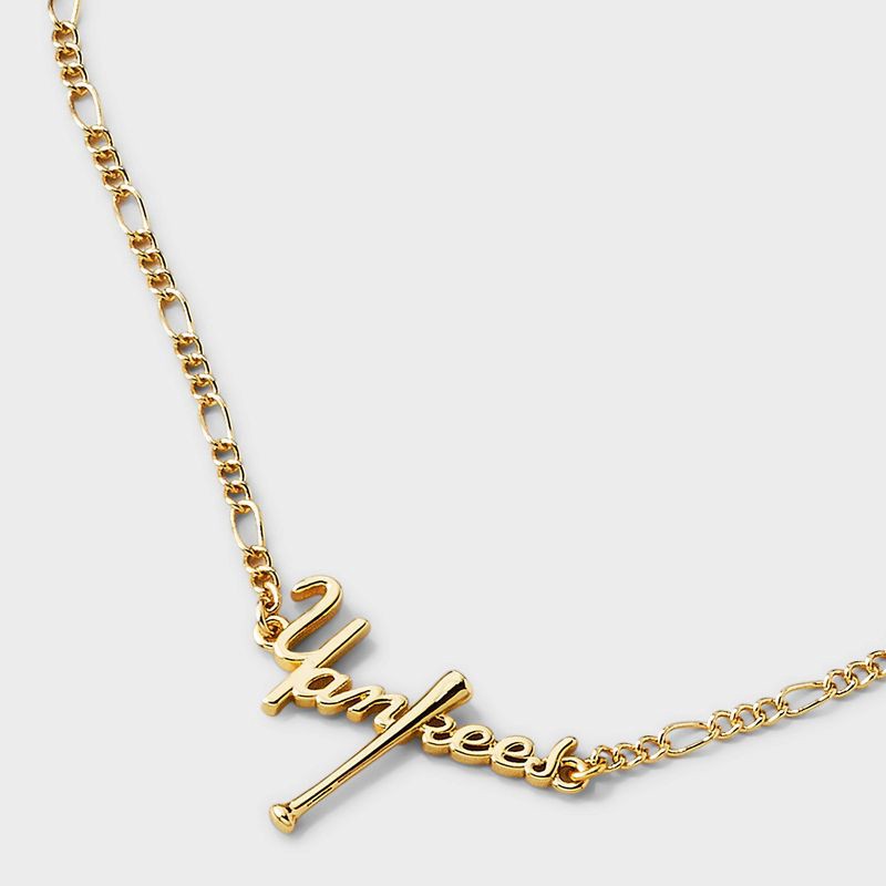slide 4 of 4, Bijoux Sport by Luv Aj MLB Gold Nameplate Pendant Necklace - New York Yankees: Brass Chain, 16" Length, 1 ct