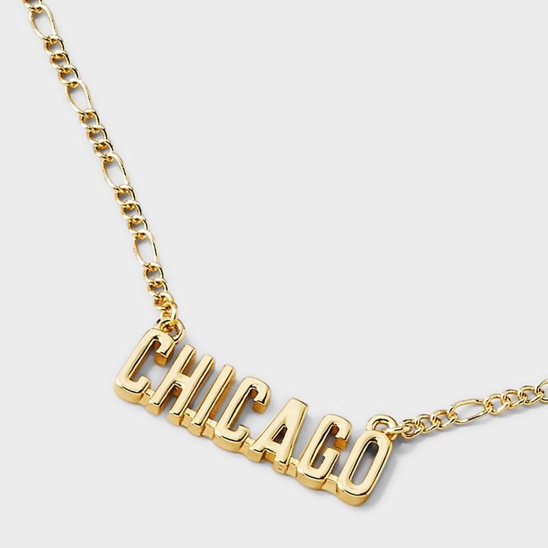 slide 4 of 4, Bijoux Sport by Luv Aj MLB Gold Nameplate Pendant Necklace - Chicago Cubs: Brass Chain with Lobster Claw Clasp, 16" Length, 1 ct