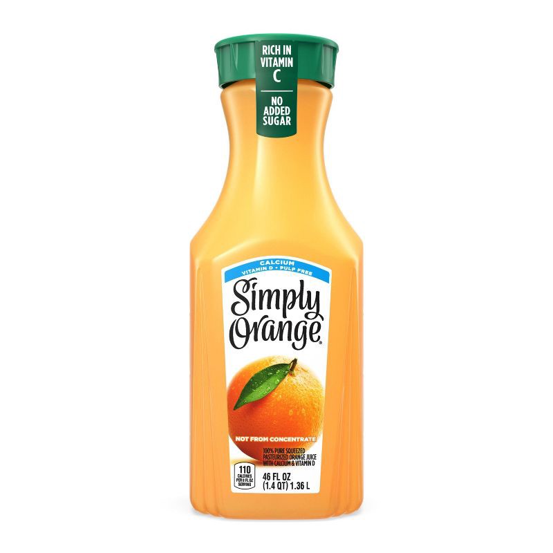 slide 1 of 7, Simply Beverages Orange Pulp Free with Calcium and Vitamin D Juice - 46 fl oz, 46 fl oz